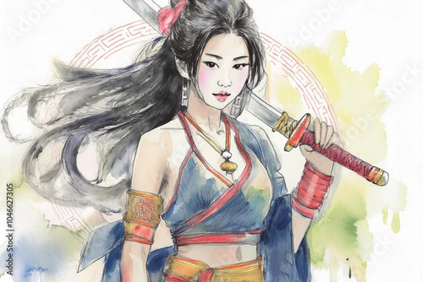 Obraz girl with a sword