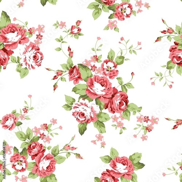 Obraz Red Flowers Seamless Pattern