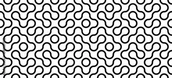 Fototapeta Metaball seamless pattern. Organic blobs, fluid drops or molecules isolated on white background. Modern abstract wallpaper. Vector graphic illustration