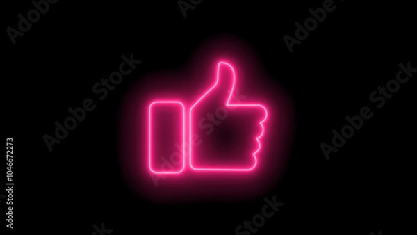 Fototapeta Like on glowing, neon icon. like thump up icon.  Interactive Symbols for Digital Communication & User Engagement with Neon Effect & Minimalist Design.
