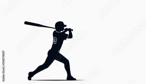 Obraz A silhouette of a baseball player swinging a bat, showcasing athleticism and focus in a dynamic pose.