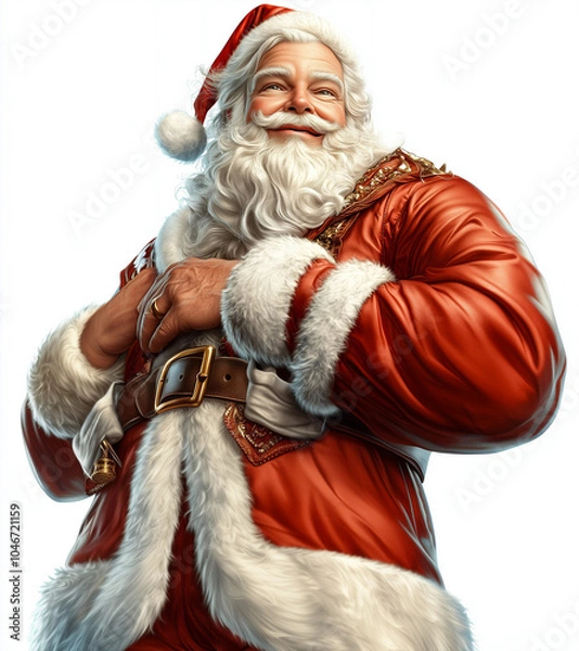 Obraz Santa Claus in Hero pose. Super Santa. Santa in action pose. Santa hero. Xmas hero. Action movie Santa. Handsome Santa. Guardian Santa.