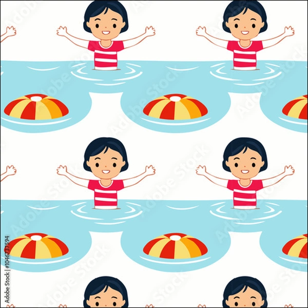 Obraz Pattern, Mädchen spielt im Wasser