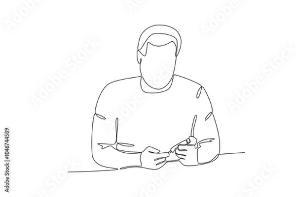 Obraz Continuous one line drawing of Man checking blood glucose levels, International diabetes day
