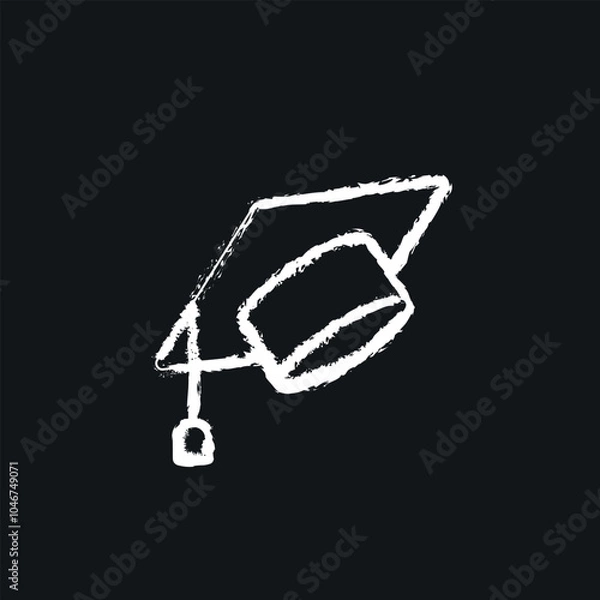Fototapeta Graduate cap chalk icon. Thin line customizable illustration. Contour symbol. Vector isolated outline drawing.