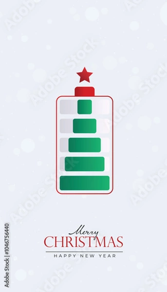 Obraz Creative Christmas and New Year's Eve background with Battery style Christmas tree on white background.