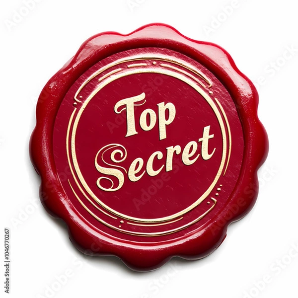 Obraz Red wax seal stamp with Top Secret text, confidential document seal