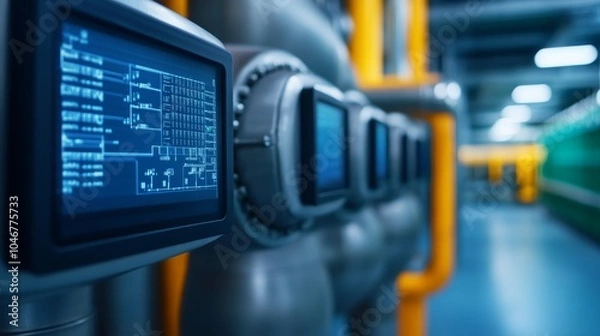 Obraz Advanced industrial control systems monitoring and automation in modern manufacturing environments for efficiency and precision
