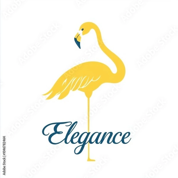 Obraz flamingo logo on a white background with the inscription "Elegance"