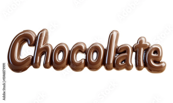 Obraz High-quality 3D render of the word 'Chocolate' written in melted chocolate style font. Perfect for dessert, food, or confectionery-themed projects.