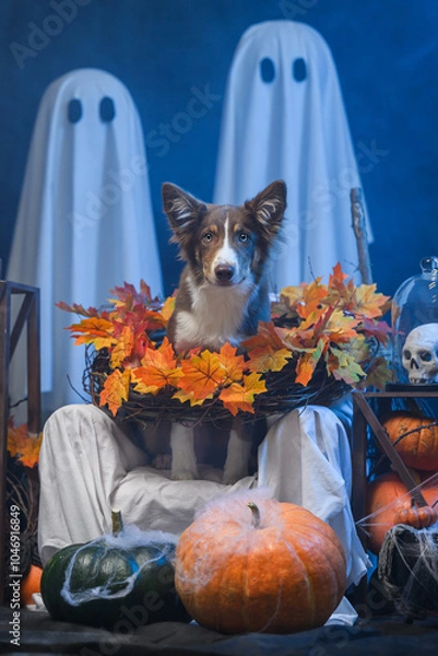 Obraz dog on halloween background