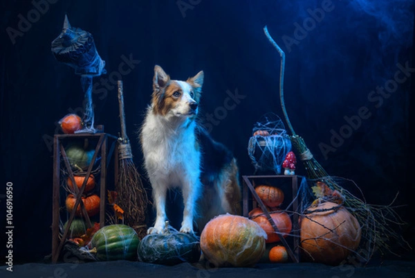 Obraz dog on halloween background