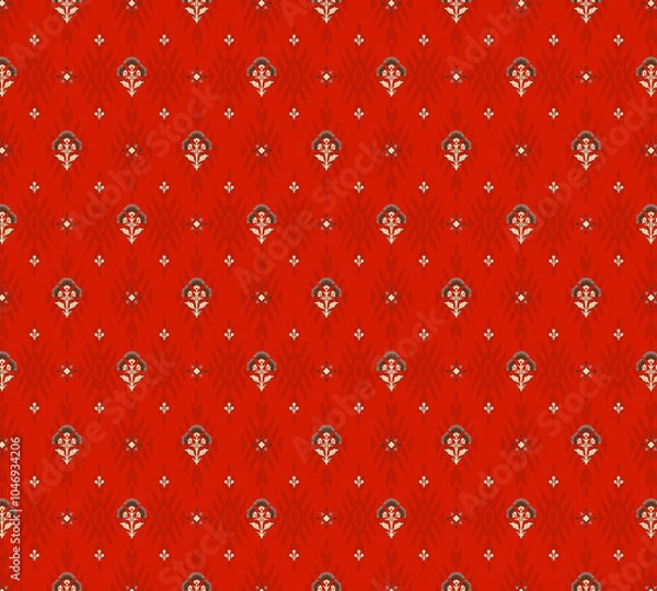 Fototapeta Digital Pattern for Textile Design Featuring an ethnic style with a botiancal flower and ornament and a geometric motif