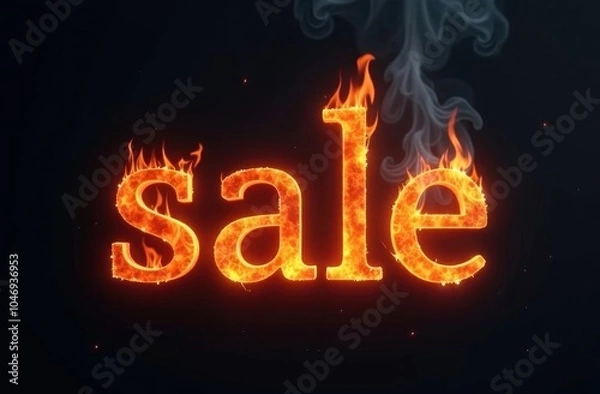 Obraz fiery letters "sale" on a black background