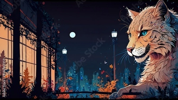 Obraz 大きな虎と窓