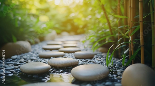 Obraz Calm Zen Garden with Bamboo and Stones