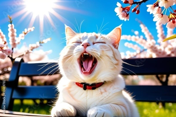Fototapeta yawning cat