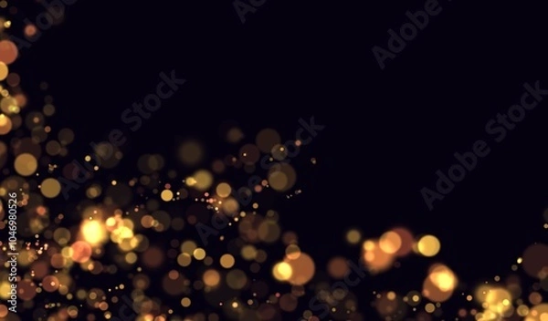 Fototapeta Bokeh light background. Lights effect Christmas powder Light magic shining gold dust. Shining glowing confetti, transparent gold sparkle or glitter effect. Png