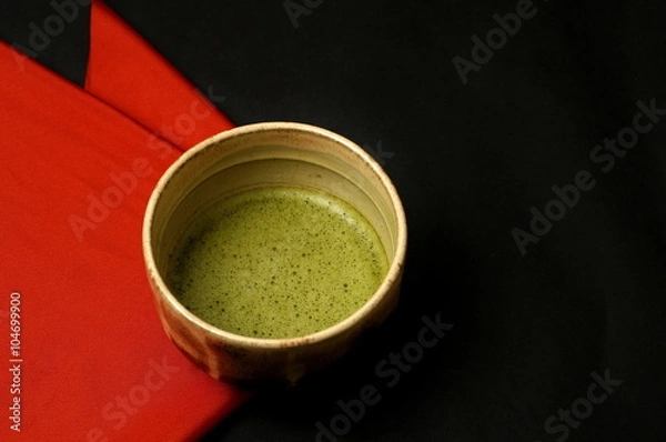 Fototapeta 抹茶と朱色の布.