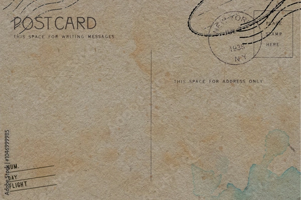 Obraz Backside of postcard with dirty stain