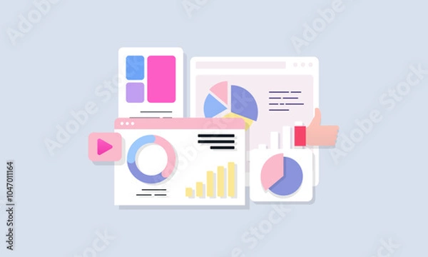 Obraz Data analytics, SEO Optimization dashboard and business finance report concept