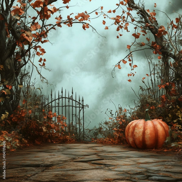 Fototapeta halloween pumpkin in the forest, Generative AI	
