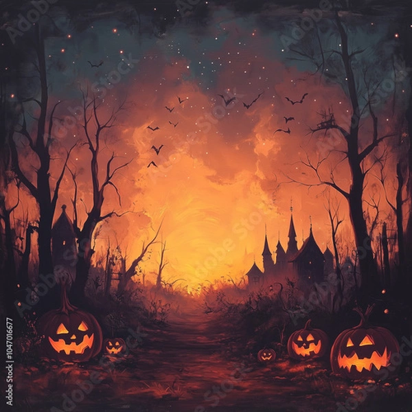 Fototapeta halloween background with pumpkins, Generative AI	
