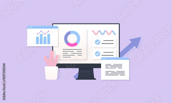 Obraz Data analytics, SEO Optimization dashboard and business finance report concept