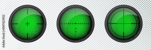 Fototapeta Realistic sniper sight thermal imager. Sniper scope with measurement thermal imager marks template. Sniper scope crosshairs view. Realistic vector optical sight