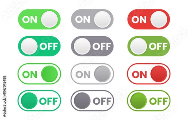 Obraz On and Off toggle switch buttons.
