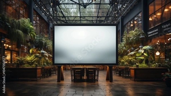 Fototapeta Digital screen mockup for advertising in a shopping mall, ideal for versatile ad content.