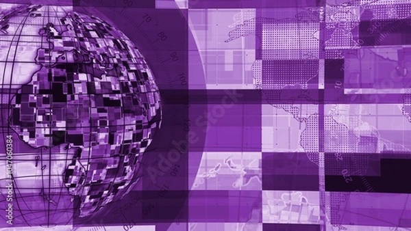 Obraz Digital technology earth map news background