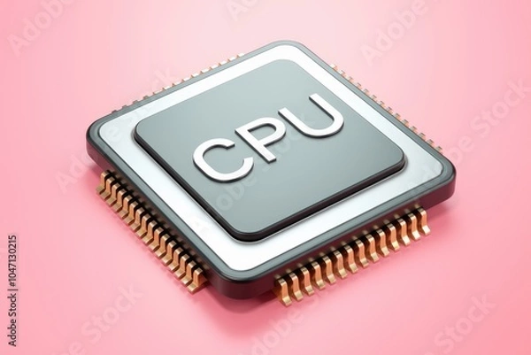 Fototapeta A close up of a modern CPU processor with gold pins.