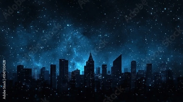 Fototapeta Cityscape Under a Starry Night
