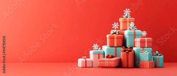 Obraz Colorful gift boxes on a festive background