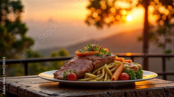 Obraz grilled meat with vegetables