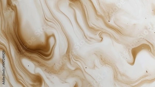 Fototapeta Beige and white marble pattern flowing seamlessly across the background, soft and fluid.