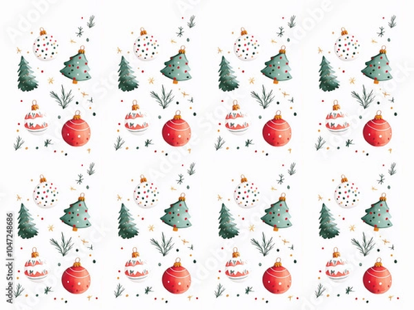 Fototapeta Christmas seamless pattern, New Year's and Christmas festival seamless pattern in a 2D doodle illustrator style