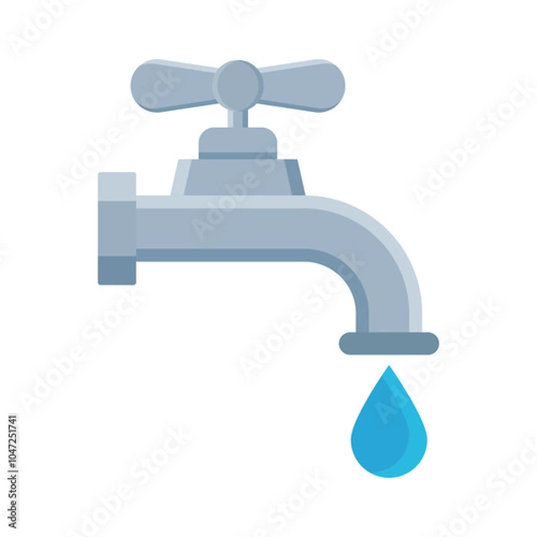 Fototapeta Water faucet flat vector design isolated on white background