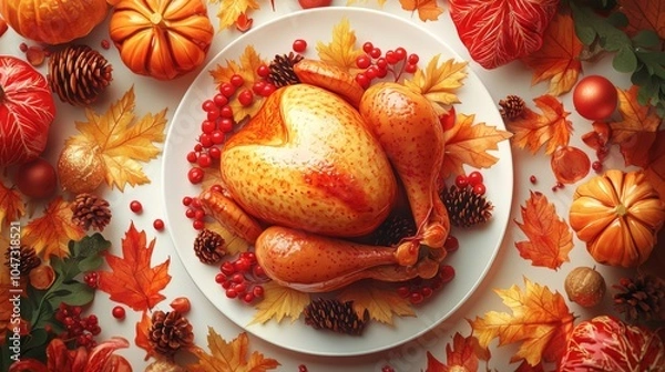 Fototapeta Autumn Feast with Decorative Elements and Colors
