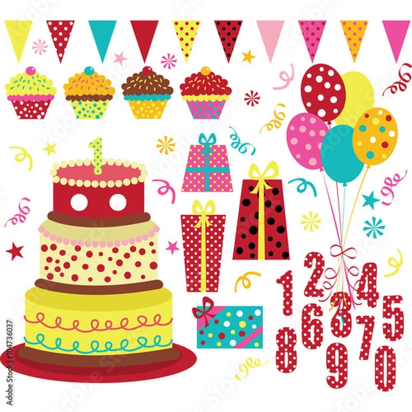 Fototapeta Birthday Party Element