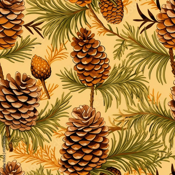 Fototapeta seamless pattern with autumn trees and leaves