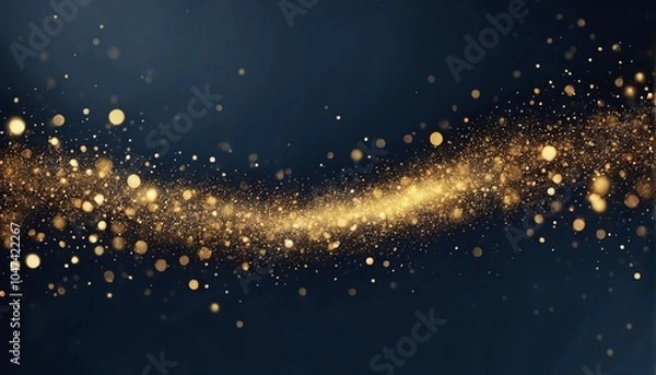Obraz Abstract Gold Glitter Sparkles on Blue Background