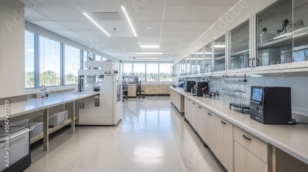 Fototapeta Modern Laboratory Interior with Equipment and Windows