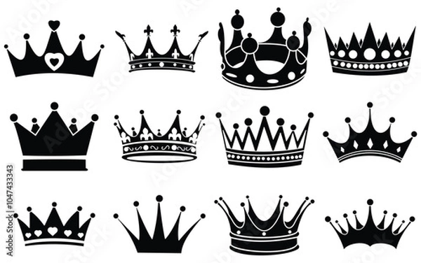 Obraz King and Queen Crown Vector icon set illustration icon.