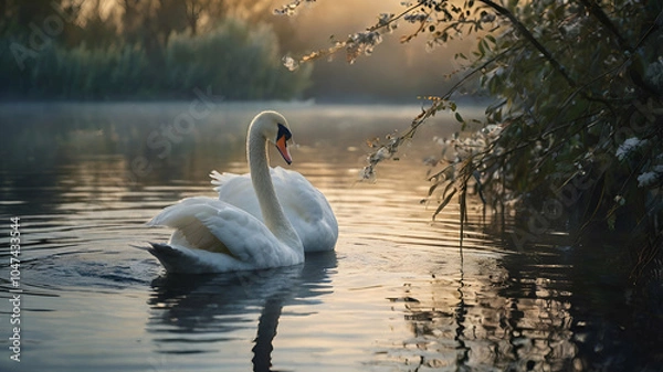 Obraz swan on the river