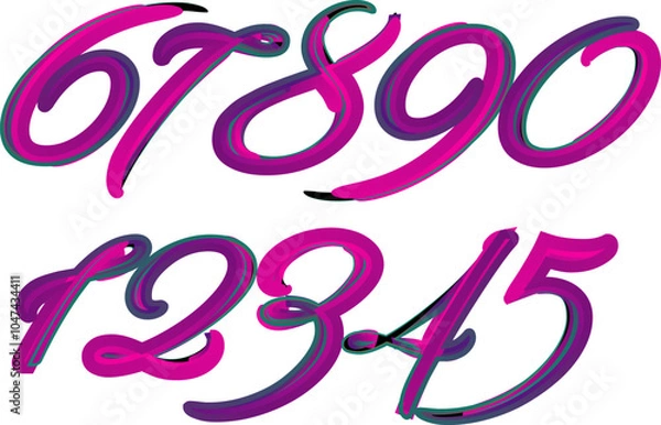 Obraz 3d numbers, set numbers, gradient color number, 3d numbers vector set characters. One, two, three, four, five, six, seven, eight, nine, zero. 1,2,3,4,5,6,7,8,9,0. Decorative elements