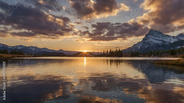 Obraz sunset over the lake