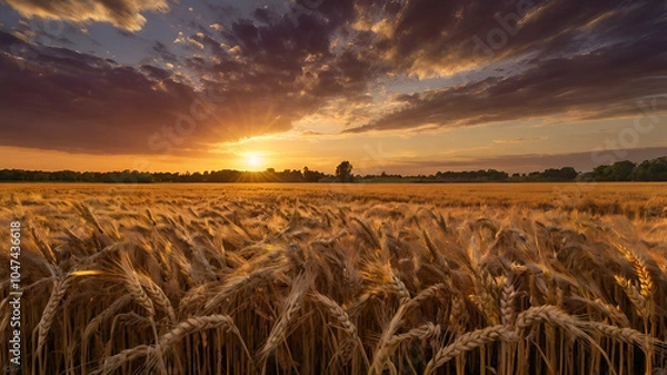 Obraz wheat field at sunset