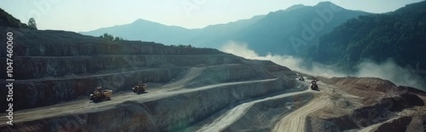 Fototapeta Drone shot: merging innovation with advanced technology for industry evolution.